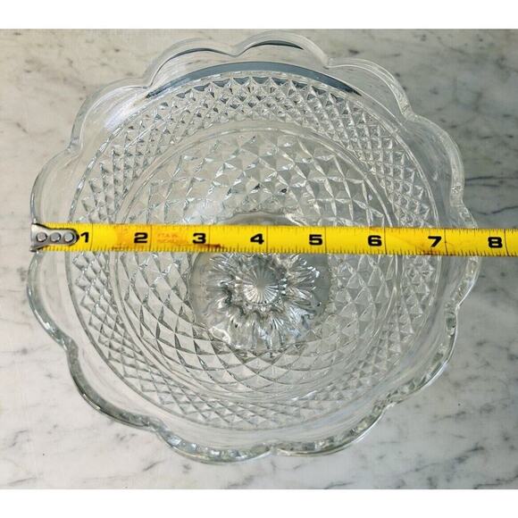 EUC Wexford Crystal 8" Footed Centerpiece Bowl Vintage 1940's Anchor Hocking - Picture 3 of 8
